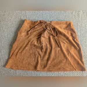 Cider Cozy Suede-Look Skirt in Rust Brown